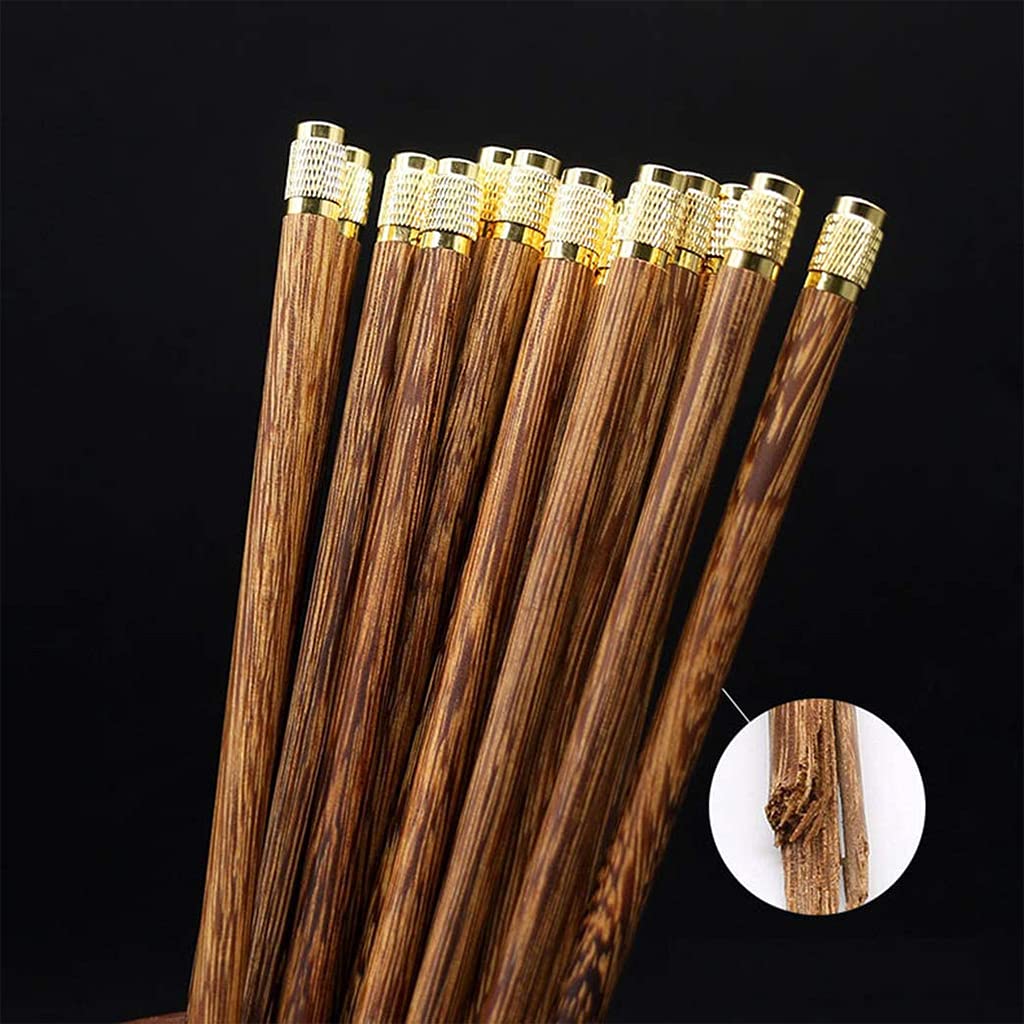 FAMMIX Juego de 10 pares de palillos de madera reutilizables de acero inoxidable 304 con estuche, palillos de alta calidad, aptos para lavavajillas, palitos chinos japoneses para sushi, fideos A
