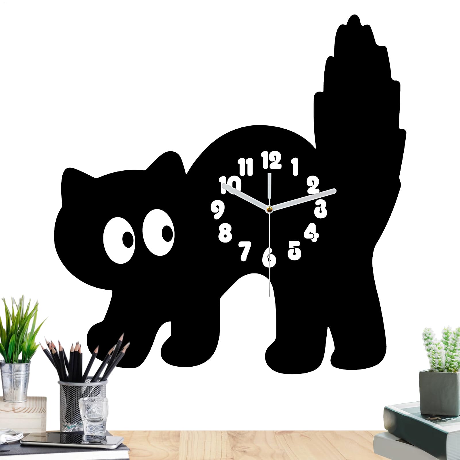 Horloge murale chat sans tic-tac finie la nuisance sonore dans la chambre