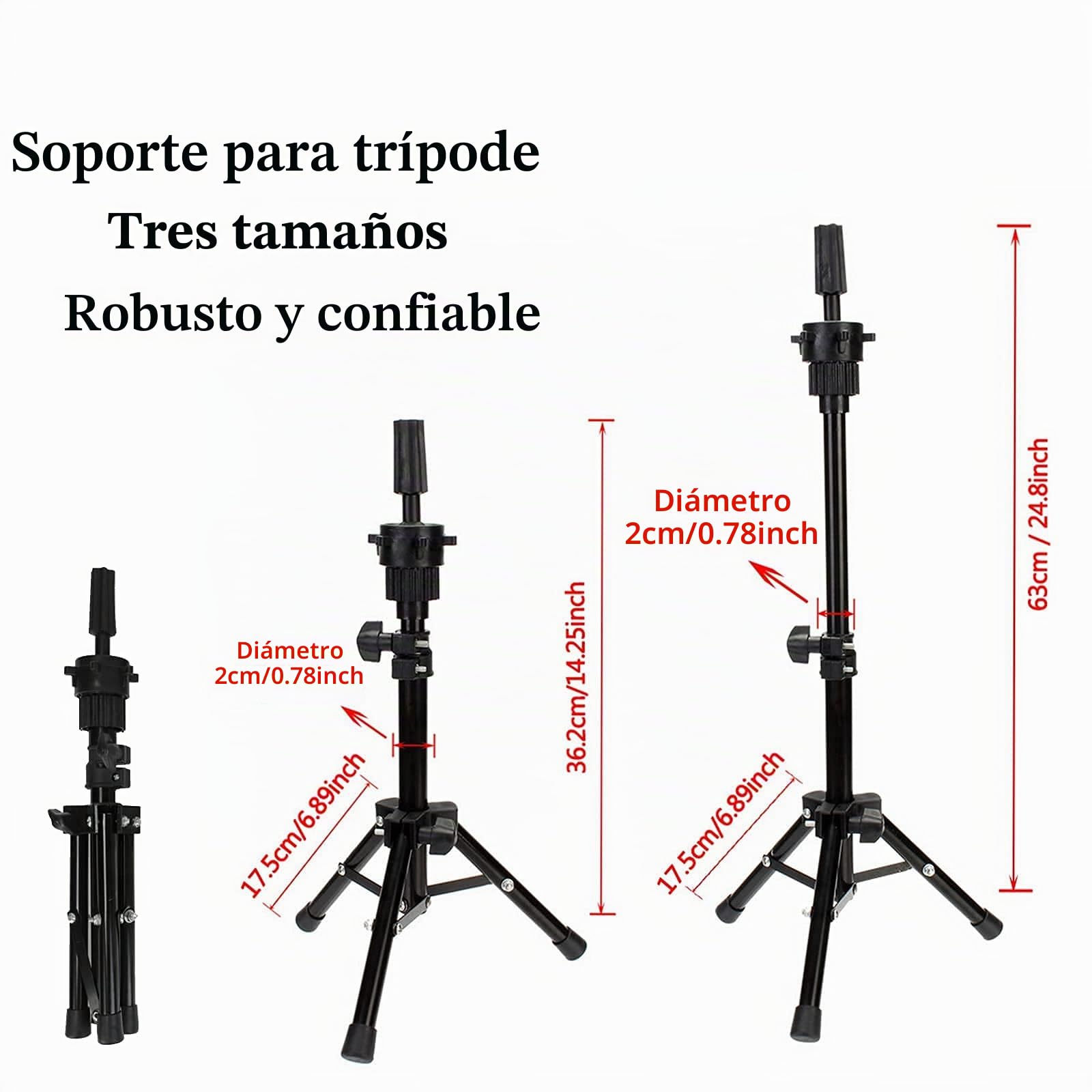 Neverland 56 cm Cabeza Maniquí de Lona para Pelucas con Trípode, Blanco | Cabeza de Lona para para hacer y peinar pelucas, Trípode ajustable incluido, Incluye alfileres y cepillo de pelo