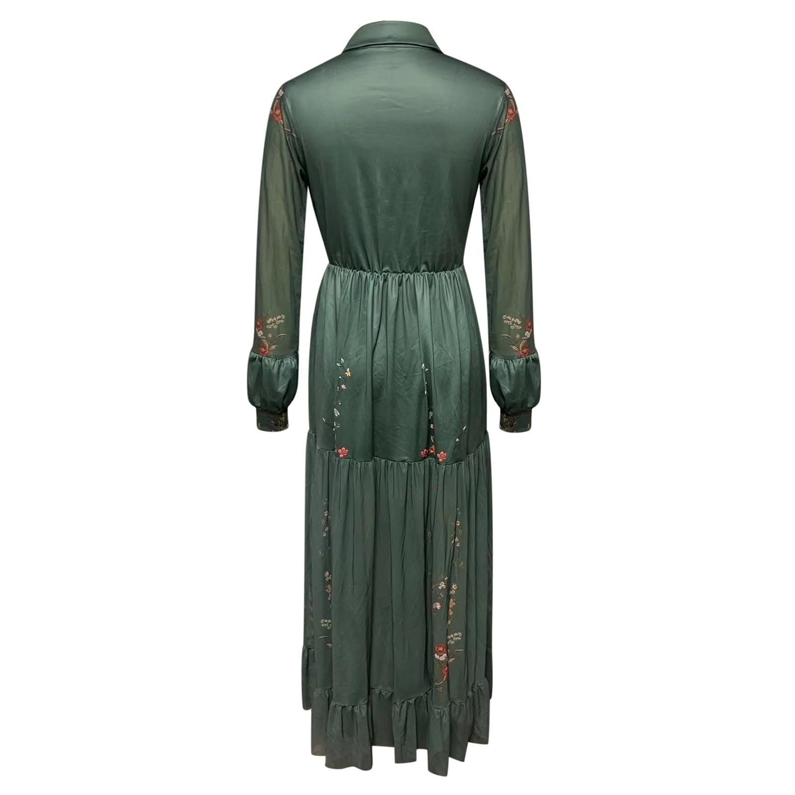 Générique Sukienka damska Plus Size Jesienna Ceremonia Koktajlowa Wieczór Bohemian Kwiatowa Sukienka Midi Długi rękaw Dekolt V Modny Casual Modern Chic A47