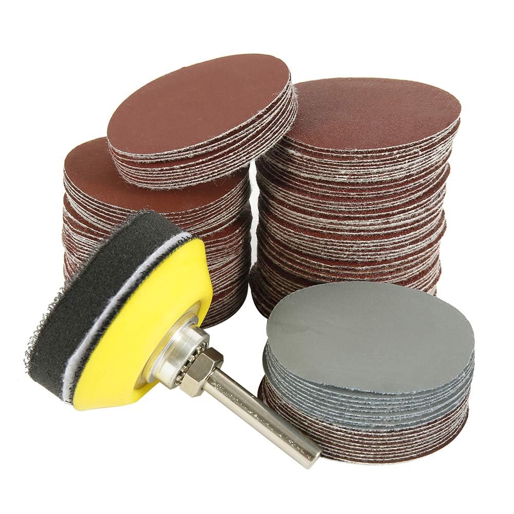 NIHUIFDPY 120Pcs Sanding Discs Set - 2 Inch 50mm Hook and Loop Sandpaper Grit 60 to 3000 - with Soft Foam Buffering Pad & 1/4" Shank Backing Pad for Drill Grinder - Metal Wood Car Polishing-image-14