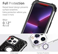 Vista 3 de LONTECT Funda para iPhone 13 Pro Max con purpurina brillante 3 en 1, a prueba de golpes, resistente, cuerpo completo, resistente funda protectora
