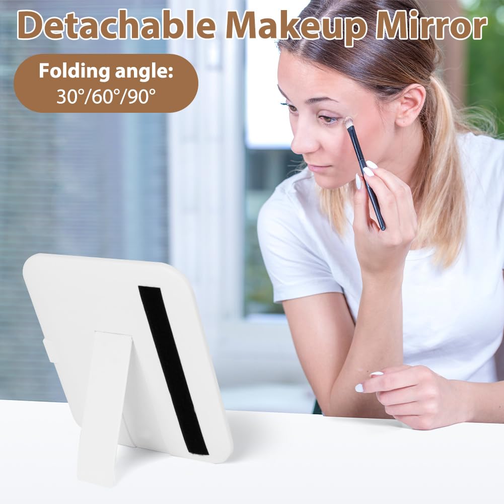 OSDUE Estuches de Maquillaje con Espejo Iluminado, PU Impermeable Maquillaje, Recargable Espejo LED (3 Colores y Regulación Continua) Profesional Neceseres de Viaje, EVA Compartimentos Ajustables Nero