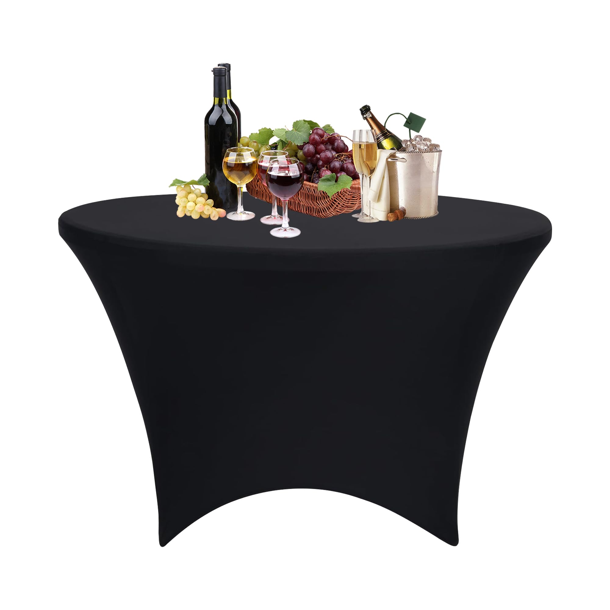 Nappe ronde élasthanne noire pour décoration de mariage et fête d'anniversaire