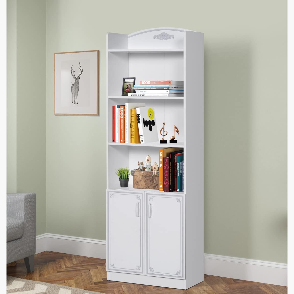 Home BoxSpring 2-Door Bookcase 185 X 60 X 31.5 Cm White