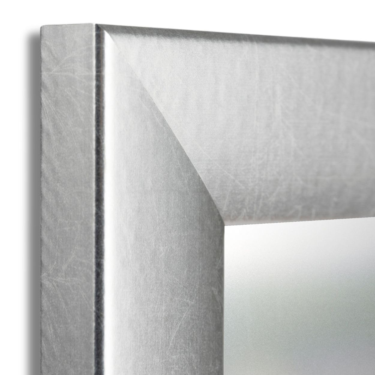 'N°3' Wandspiegel 70x120 cm Spiegel mit Rahmen | Silber | Moderner Ganzkörperspiegel mit 38 mm breitem Holzrahmen | Inkl. Metall Aufhänger und Wandmontagematerial