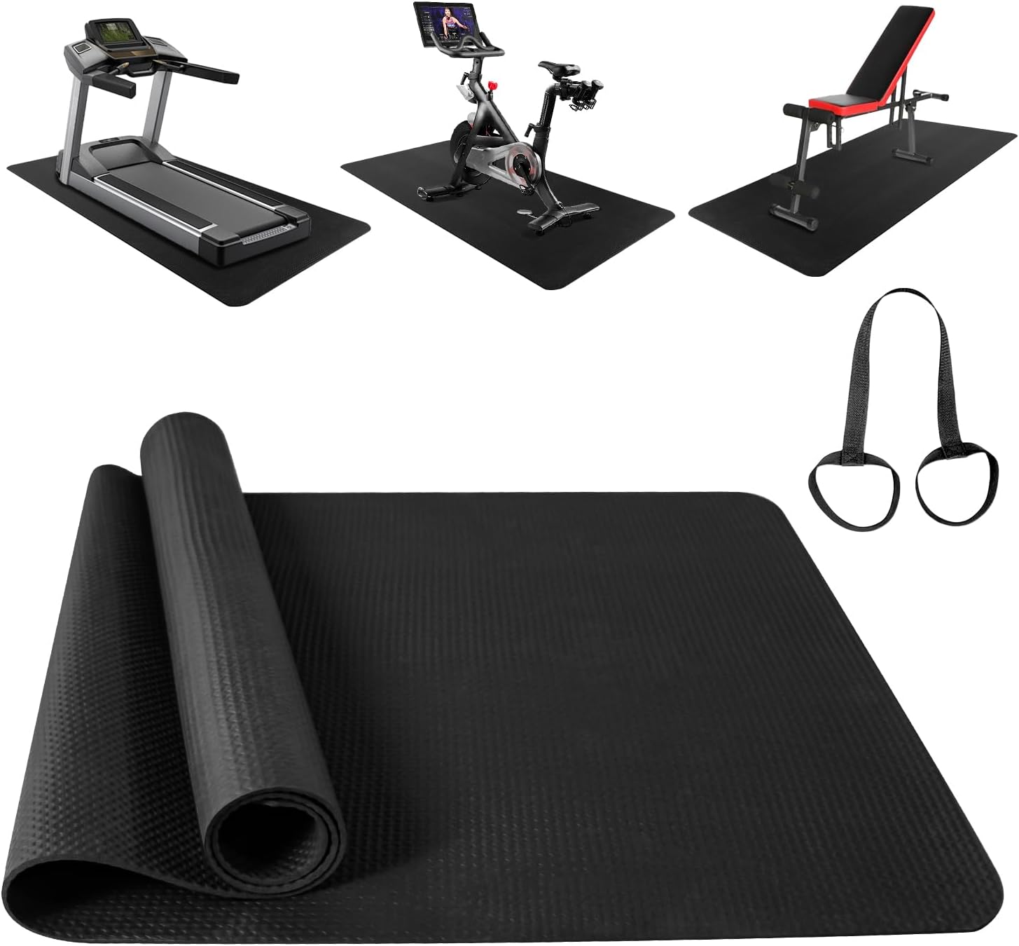 1PCS Non-Slip Mat Rowing, Rowing Machine Bike Mat for Carpet & Hardwood Floors, Exercise Bike Mats for Exercise Equipment (1pcs: 29.5 * 60 inch)