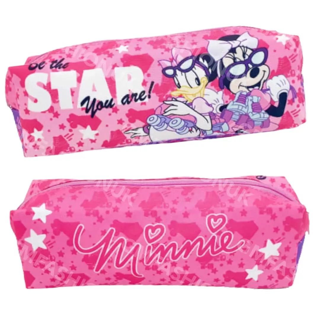 GIFTIDEAZZ Kids Character Pencil Case – Fun & Durable School Supply Organizer with Zipper – Cute Designs Perfect for School, Travel, and Art Supplies (Minnie Mouse Be The Star You are Pencil Case)