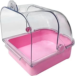 RALIYATX Lavabos colgantes para pájaros, para periquitos, jaula de pájaros, lavabos de baño transparentes para decoración de jaulas de pájaros pequeños, color rosa