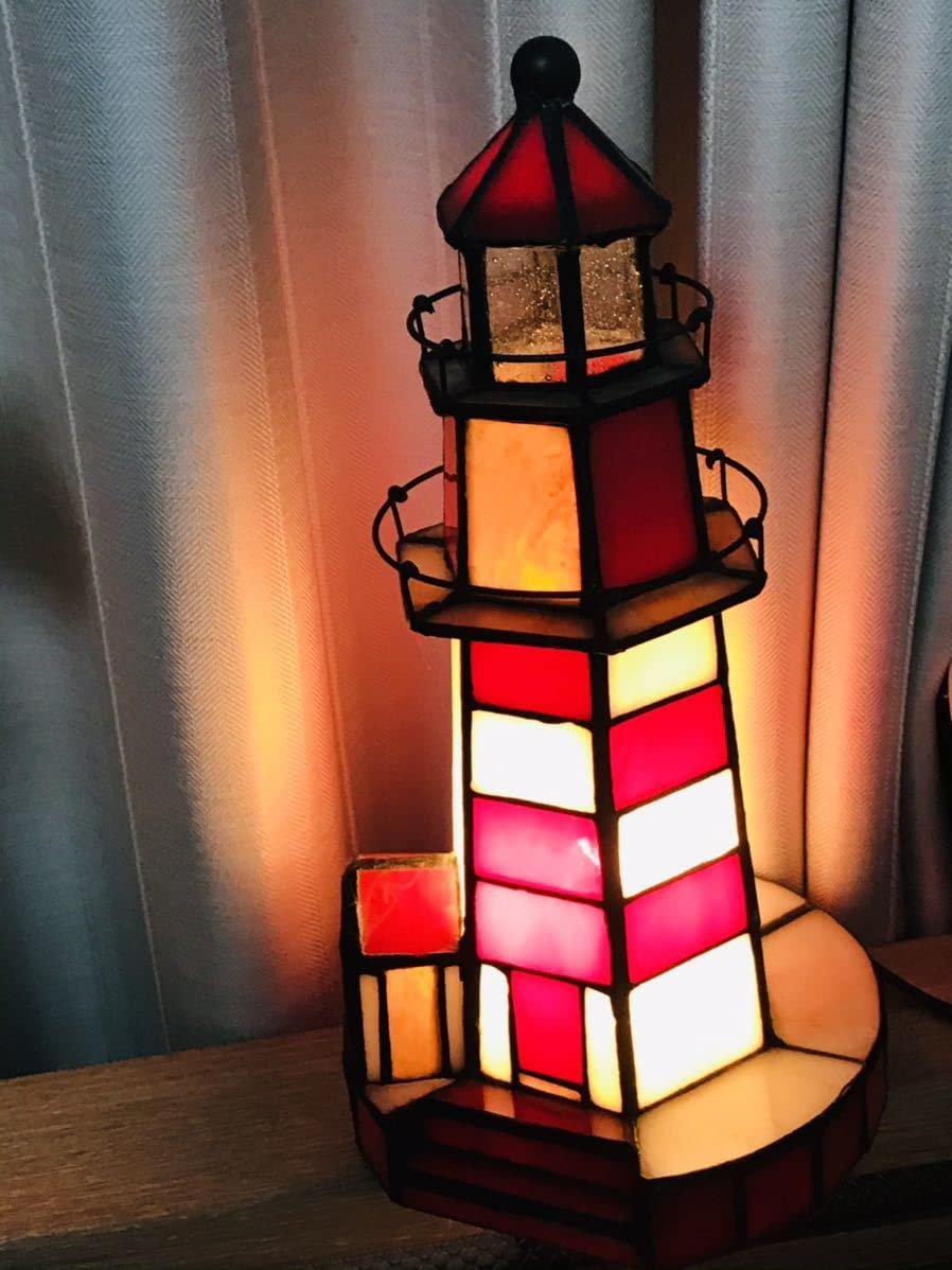灯台 ステンドグラス 灯台型ランプ ナイトライト 常夜灯 小夜灯 ベッドサイド灯 Amazon.co.jp : 灯台 ステンドグラス 灯台型ランプ ナイトライト