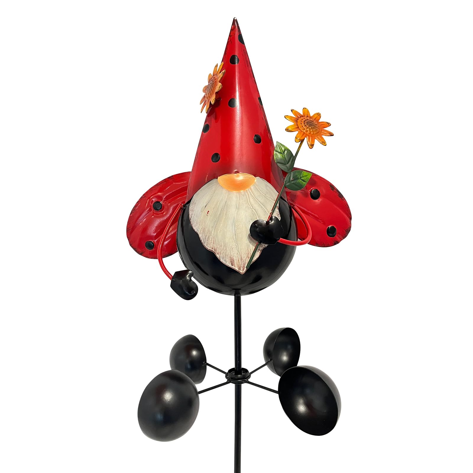 HONGLAND Zwerg aus Metall, Garten-Statue, Gartenstatue, Outdoor-Dekoration, 121,9 cm, Zwerg-Dekorationen, 360 Grad drehbar, Windspiel für Außenbereich, Terrasse, Garten, Hinterhof, Dekoration