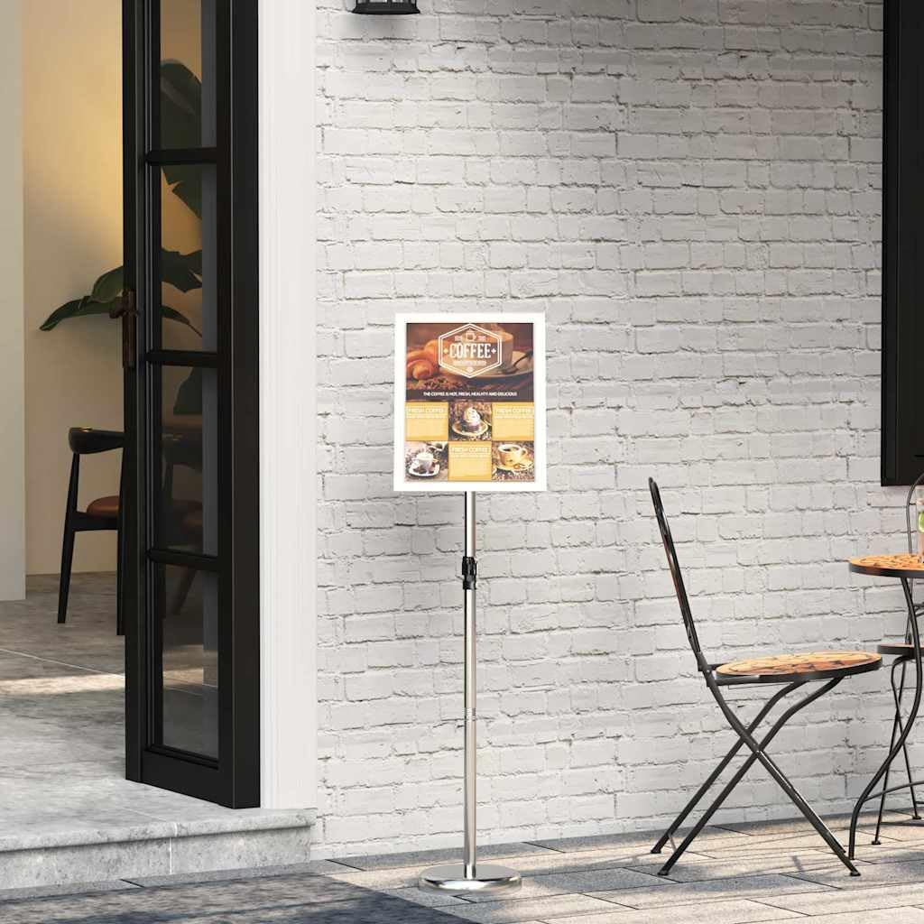 Soporte de aluminio plateado 30 x 25 x 128 cm regulable para eventos y exposiciones