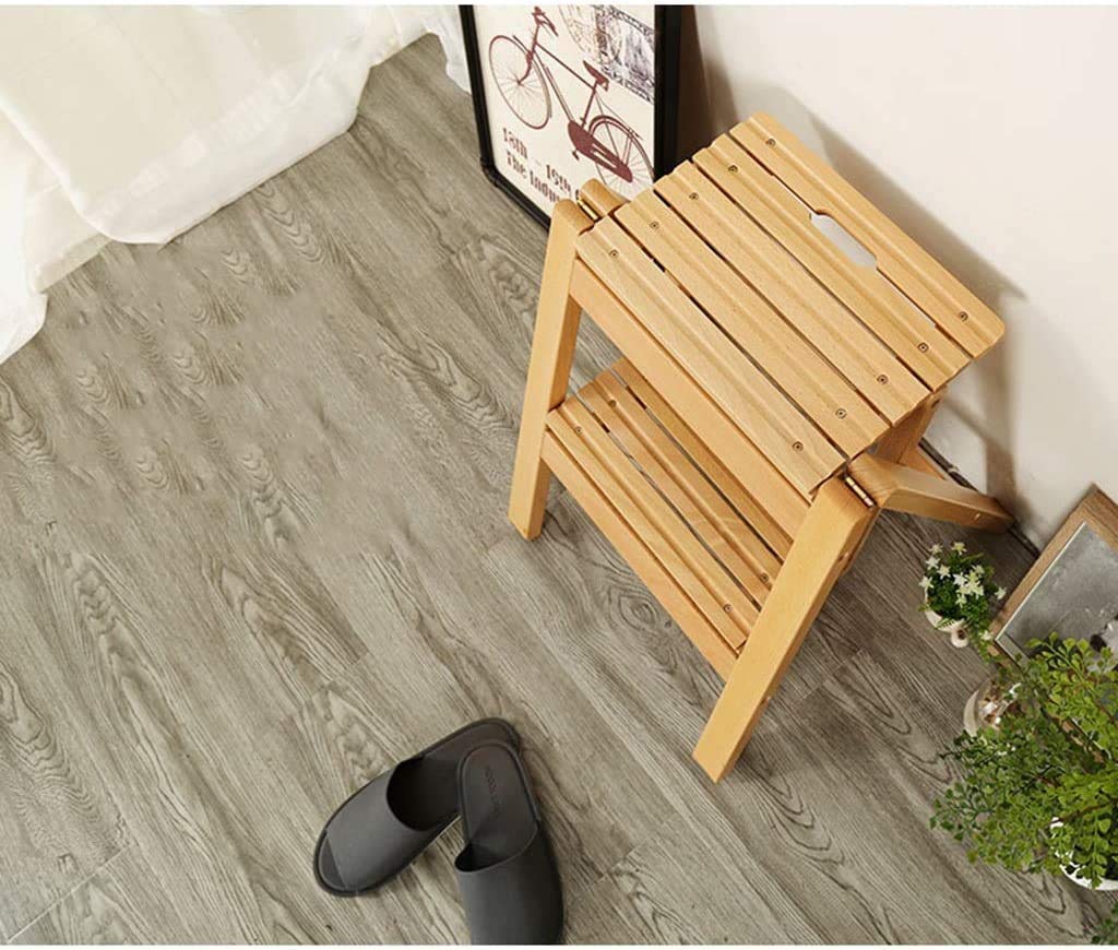 Taburete de Cedro para bañera, Taburete de Madera de 2 Niveles con Pedal, Escalera de 2 peldaños, Escalera para ventanal, escalón de baño con Alfombrilla (Color: Café)