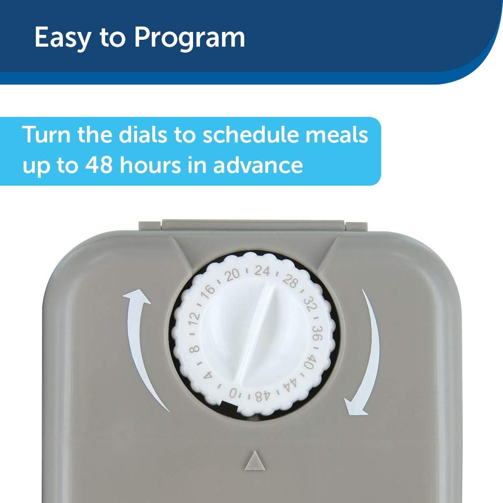 PetSafe Automatic 2 Meal Pet Feeder with Battery Powered Programmable Timer, 3 Cups Total Capacity, Cat and Small to Medium Dog Food Dispenser