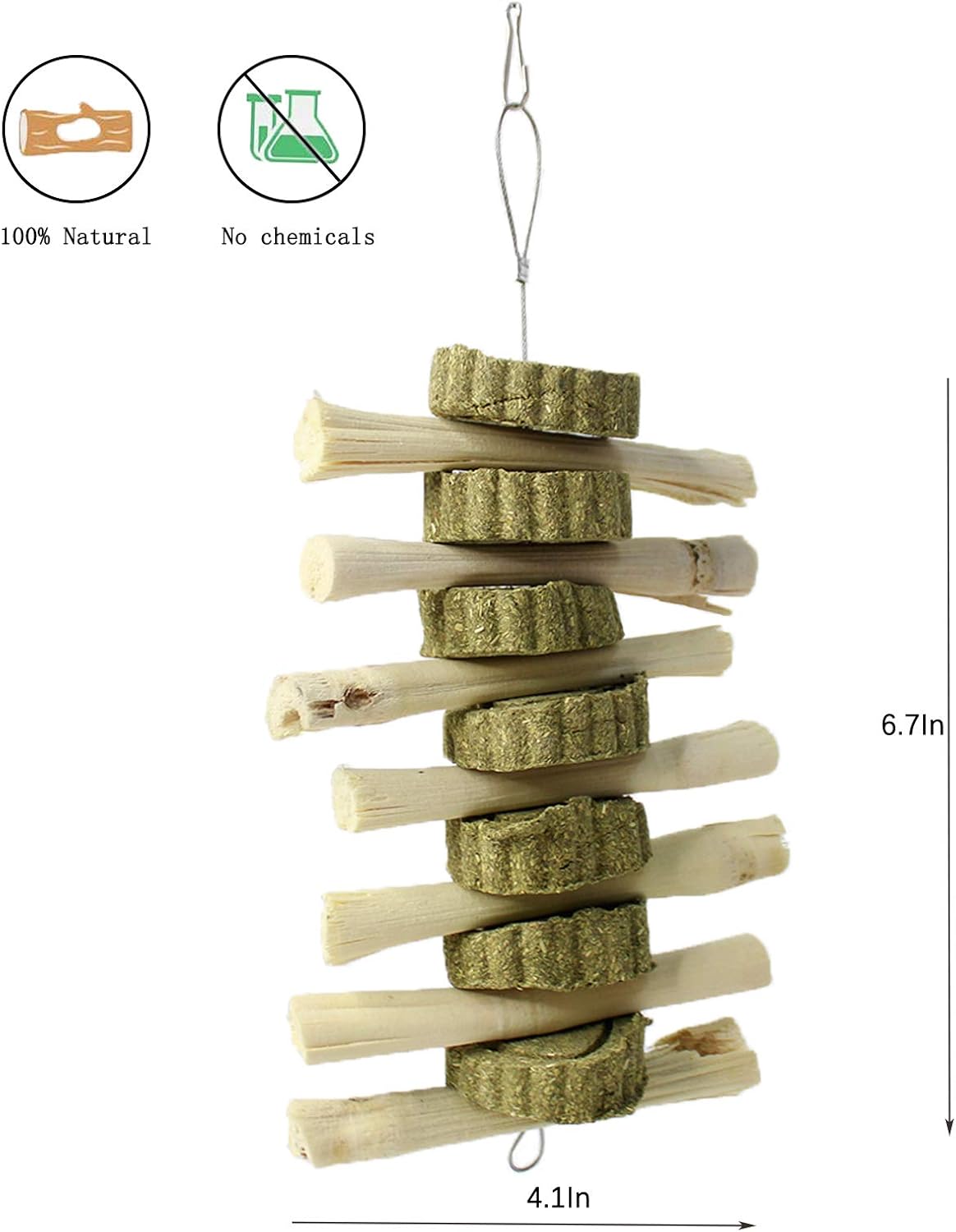 PINVNBY Bunny Chew Toys Sweet Bamboo Sticks Natural Edible Grass Cake Pet Snacks Treats Molar Teeth Grinding Toy for Small Animals Rabbits Chinchilla Guinea Pigs Hamsters 2 PCS - Image 3