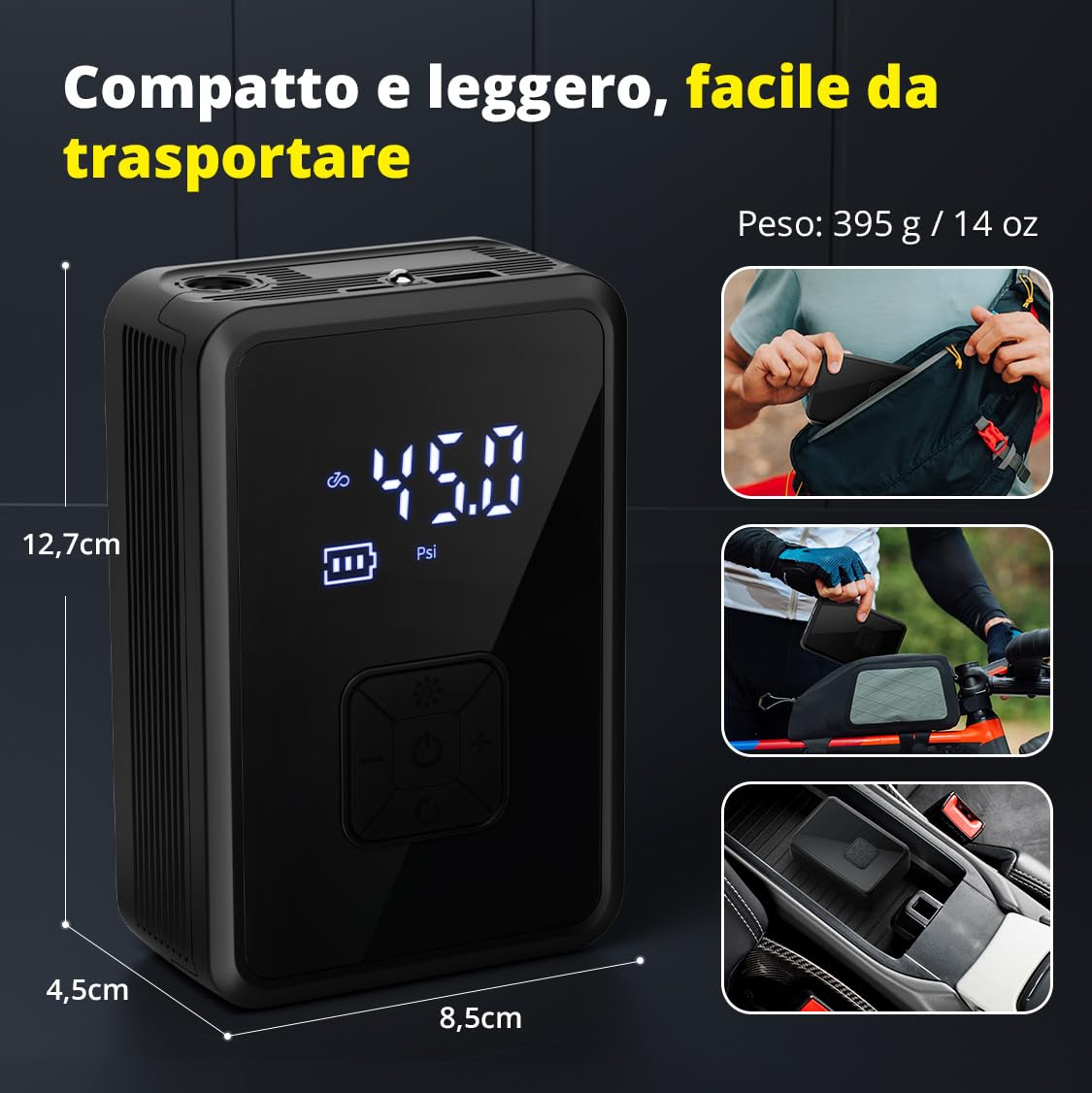 Oasser Mini Compressore Aria Portatile Auto — immagine 3 di 11