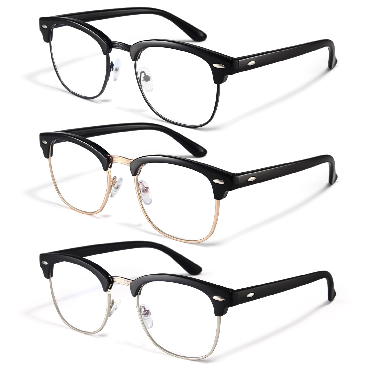 racico Blaues Licht Blocking Glasses 3er Pack Blue Light Glasses Men Women, Anti Blu-Ray Clear Gaming Glasses