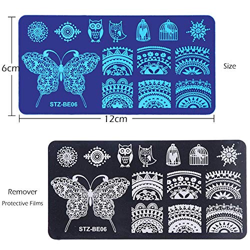 Cfsafaa Nail Art Valentine Cat Lace Flower Stainless Steel Nail Template Owl Manicure Nail Stamping Plate 1Pc Manicure Tools #TOP2