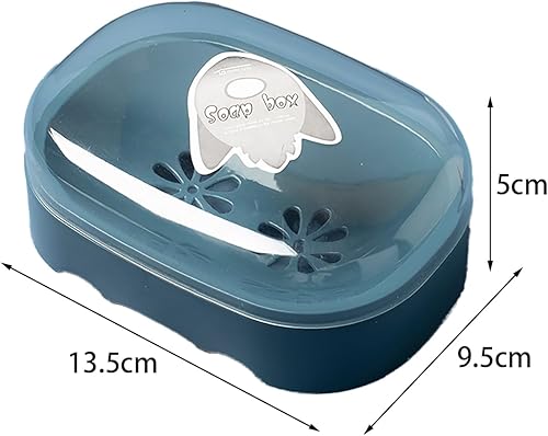 Miniatura 4 de Jabonera portátil 2 piezas, soporte para jabón con drenaje de doble capa (azul, amarillo)