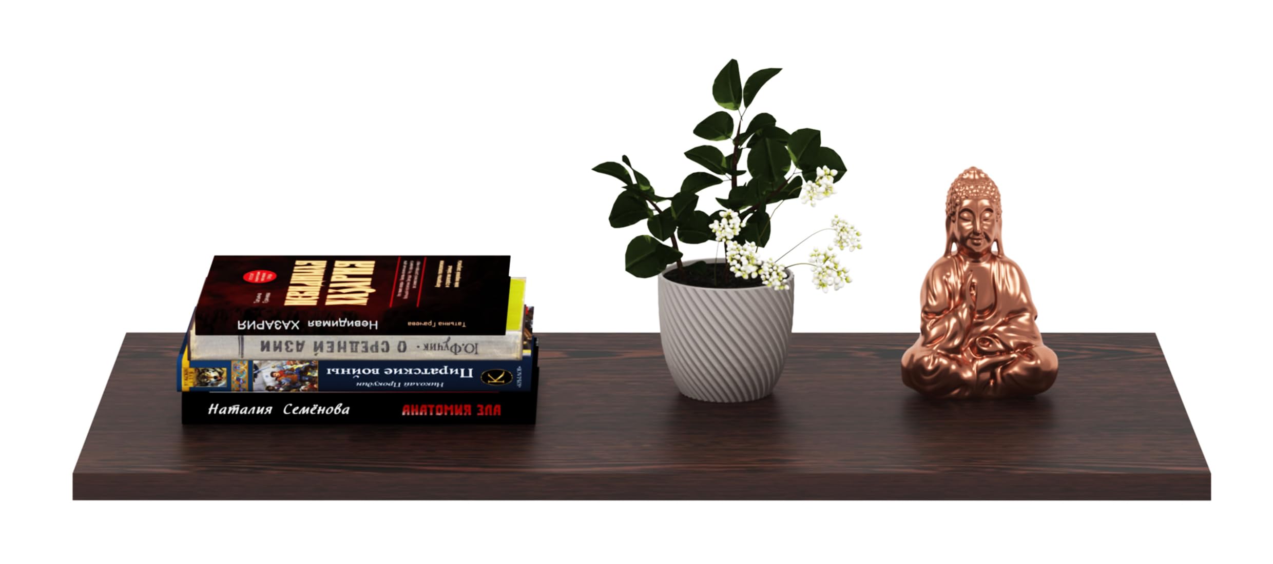 I-Shape Wall Mounted Shelf Set, Wenge Finish, Engineered Wood, 45x23x1.5 cm, 3 Piece Set for Book Storage-image-7