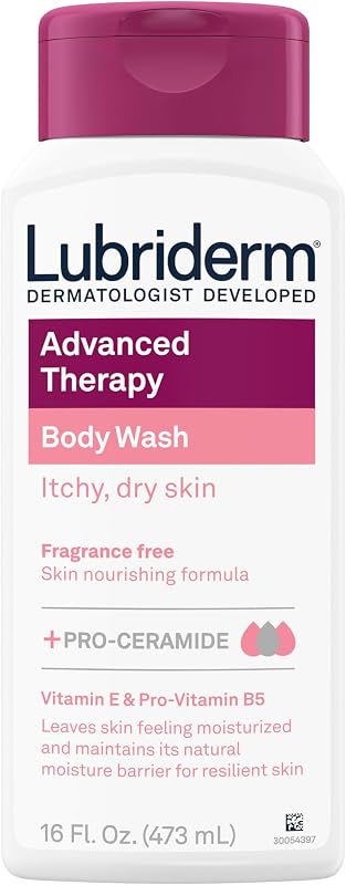 Advanced Therapy Unscented Body Wash, Vitamin E, 16 fl. Oz | Pro-Ceramide, Vitamin E & Pro-Vitamin B5, Gently Cleanses Itchy Dry Skin, Fragrance Free, Hypoallergenic
