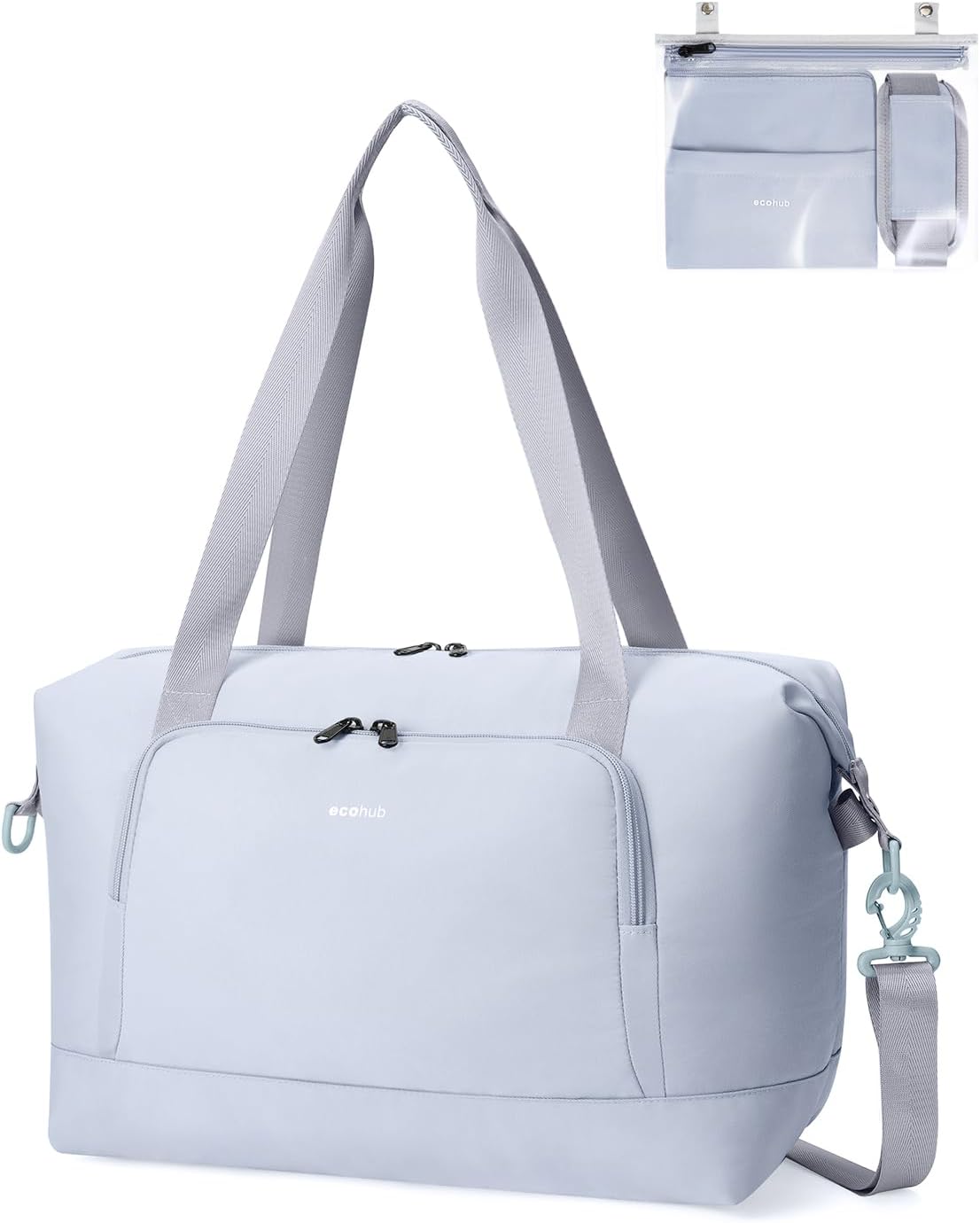 ECOHUB for Ryanair Cabin Bag 40x20x25, Underseat Foldable Travel Duffel Bag, Hand Luggage Holdall Bag for Airlines with Wet Pocket, Carry on Overnight Weekend Bag for Women, Grey (Patent Pending)