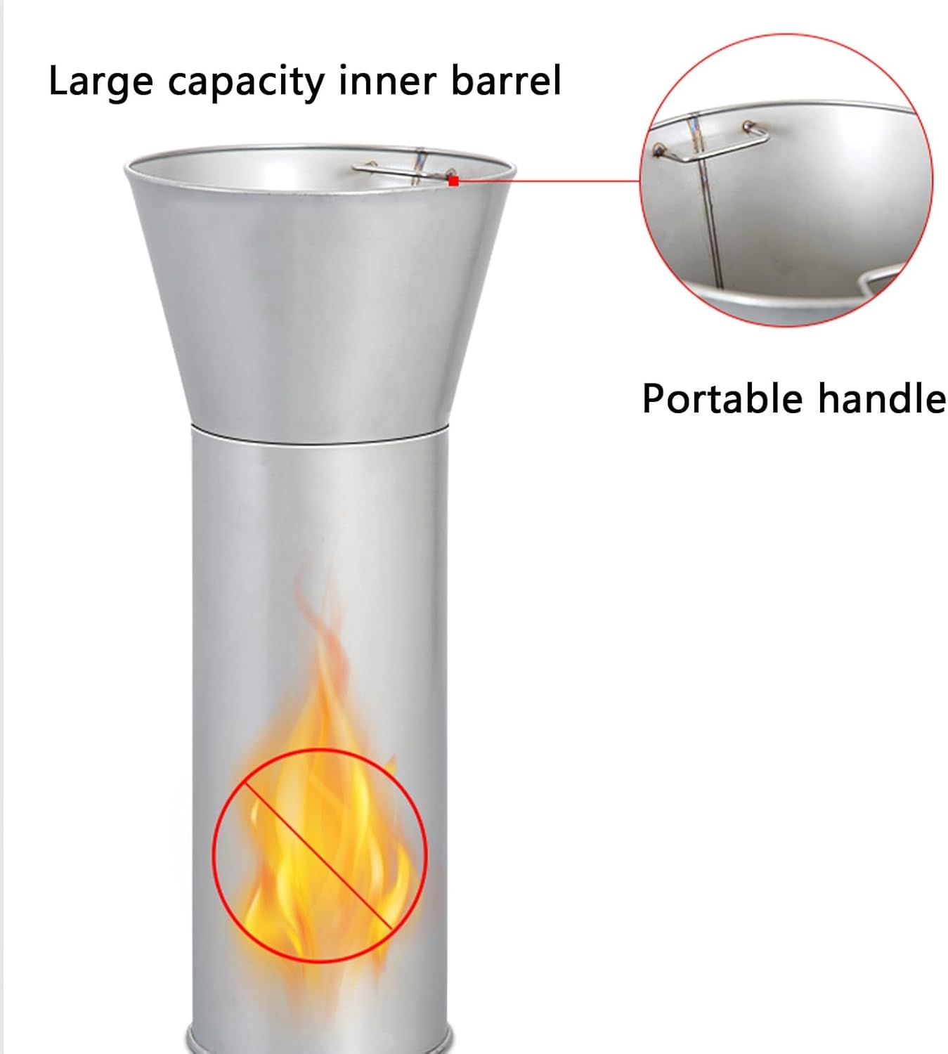 Cigarette Steel Disposal Outdoor, Standing Ashtray with Cover, Landing Receptacle with Metal Inner Tube, Cigarette Disposal Column for Outside Patio(Silver)