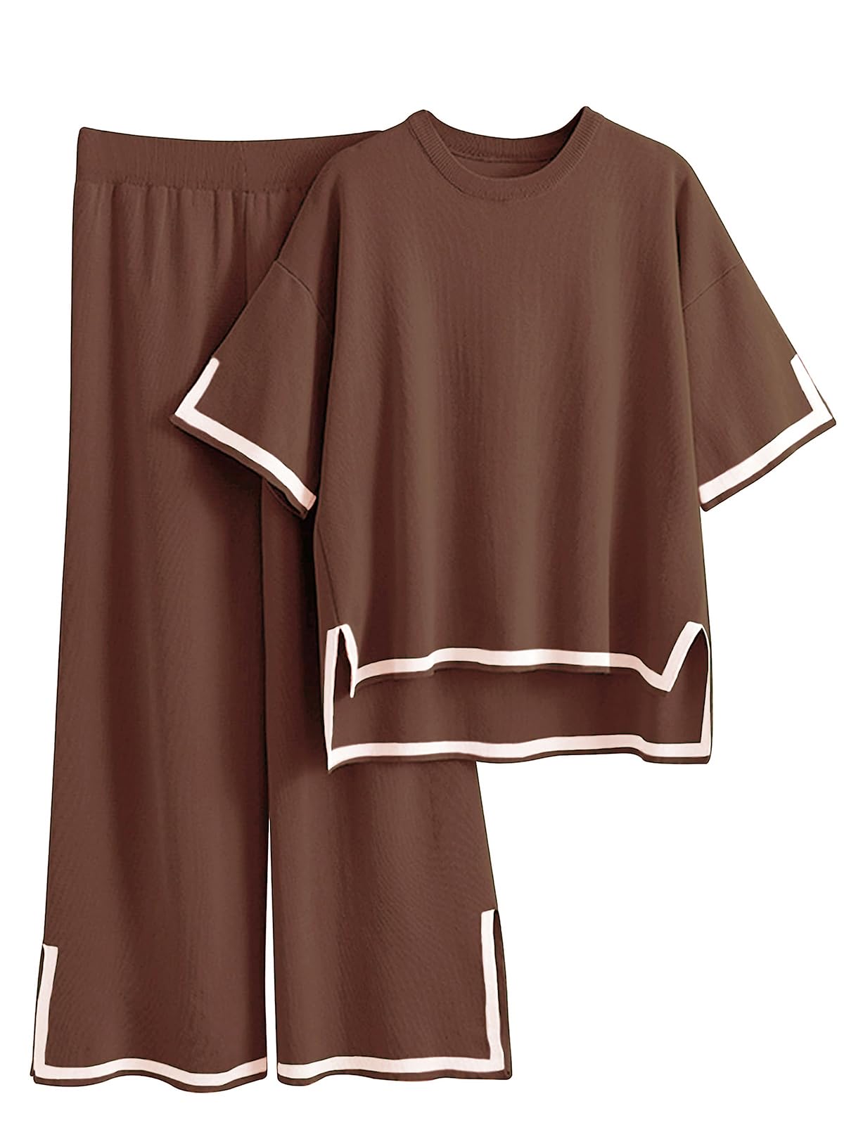 Imily Bela Womens Plus Size Lounge Sets 2 Piece Outfits Short Sleeve Pullover Tops Wide Leg Pants Summer Travel Outfits