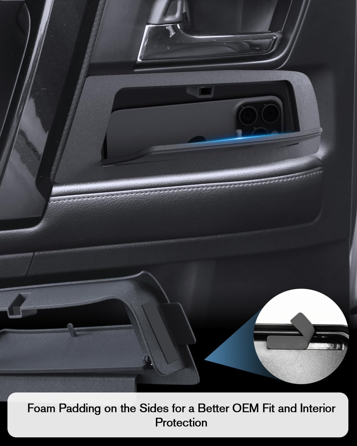 for 2PCS Center Console Toyota 4Runner 2010-2024 Door Built-in Hidden Storage Box Pop-Up Lid Door Side Organizer, Side Door Storage Box Glove Organizer Tray Door Handle Storage ABS Material