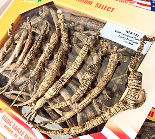 Dabc Oak Land 4Oz=113G/Box American Wild Ginseng 15~20 Years, Wisconsin Whole Ginseng Root Hand-Selected | 美国威斯康辛州野生西洋参 花旗参 野泡参 长枝中号 |Cultivated American Wisconsin Ginseng Wi 130# 4Oz/Box #TOP2