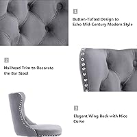 Vista 96 de Aoowow Juego de 2 taburetes de bar giratorios, taburetes de bar ajustables con respaldo de terciopelo copetudo, sillas de bar modernas tapizadas