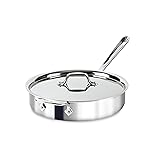 All-Clad D3 3-Ply Stainless Steel Sauté Pan with Lid & Handle 3 Quart, Induction, Oven Broiler Safe 600F, Multi-Cooktop, Deep Frying Pan, Everyday Pan, Skillet, Pots and Pans, Cookware, Kitchen Silver Silver 3-Quart