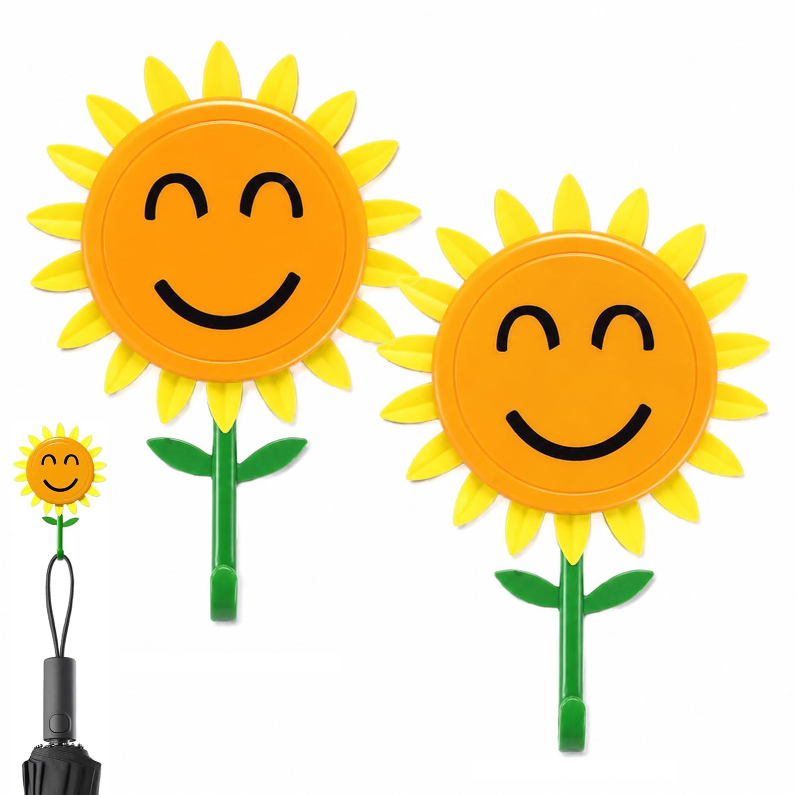 Orsefeliy 2Pcs Sunflower Wall Hooks, Retractable Self Adhesive Hooks