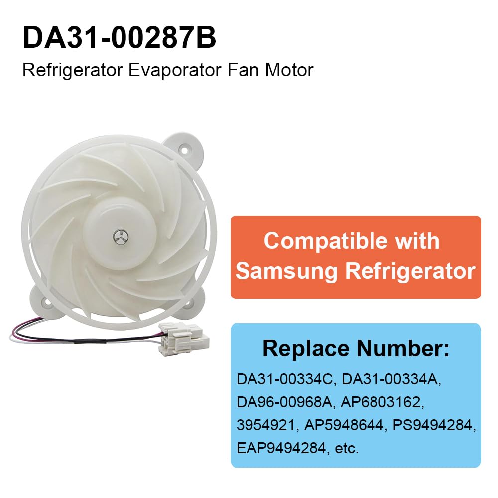 Kühlschrank Verdampferlüfter Motor DA31-00287B, Kondensationslüfter Heißluftgebläse Ersatzteil für DA31-00334C DA31-00334A DA96-00968A AP6803162 AP5948644 PS9494284
