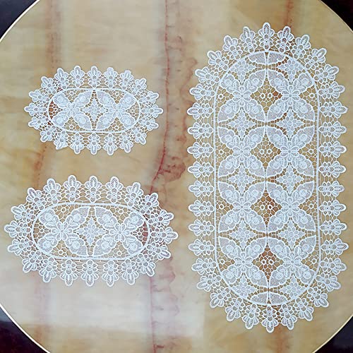 Pack of 4 White Embroidered Lace Tablecloths,Oval Flower Cushion,Table Cloth with Openwork Embroidery,Lace Doilies,Crochet Doilies,for Table Decoration,Wedding Decoration,Party Decoration,M 43 x 28 cm - Image 2