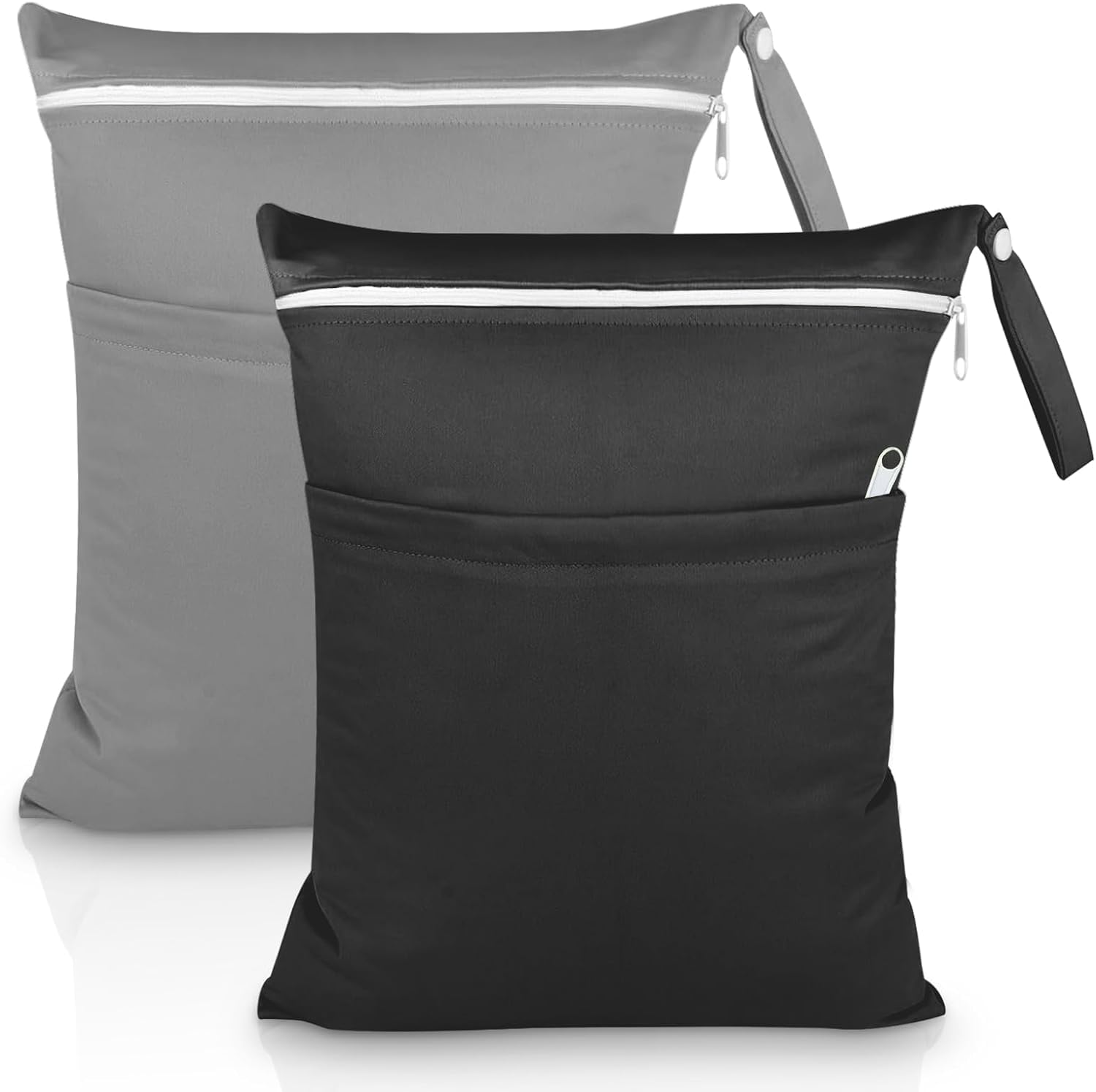 Yoolly 2 Packs Wet Bag, Waterproof Wet Dry Bags, Reusable Washable Cloth Diaper Bags, Nappy Bag with Double Zipper Pockets for Baby Items Swimming Camping Travel Beach Pool Bag