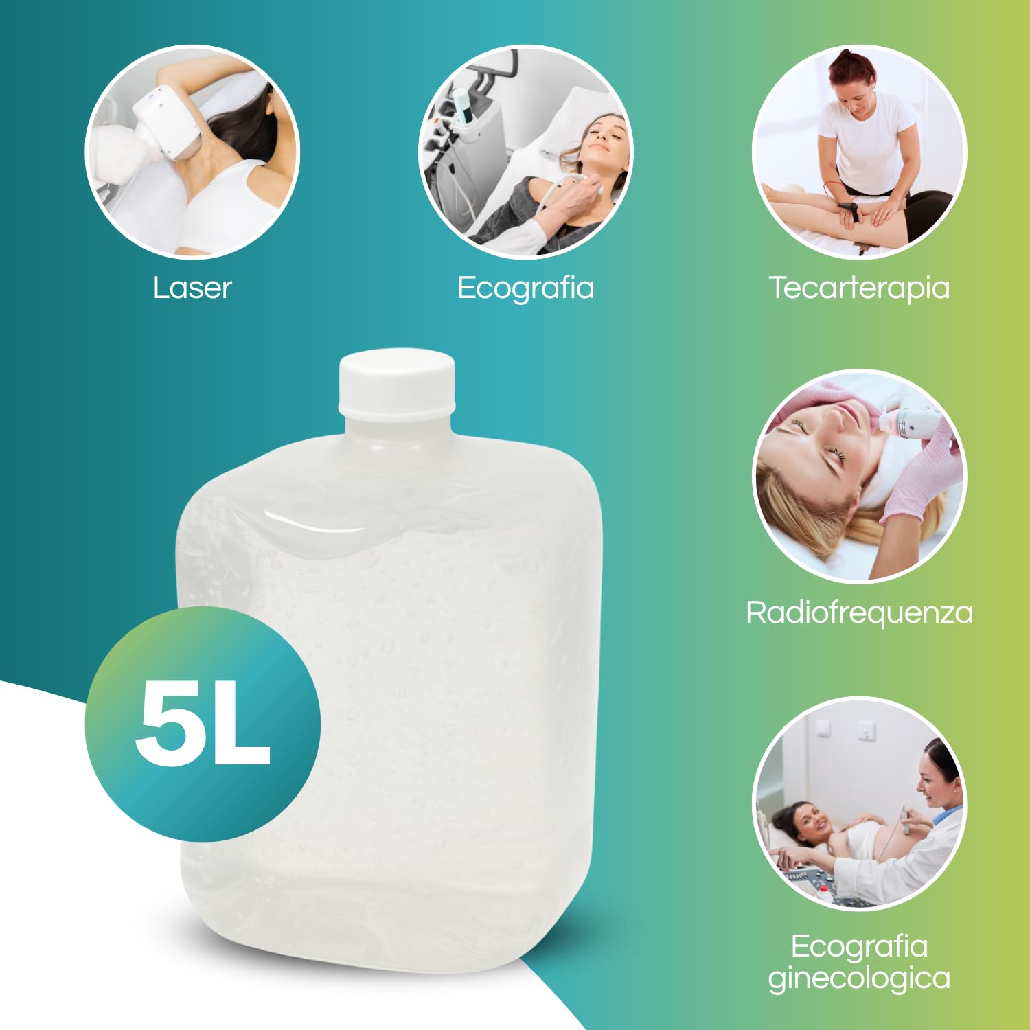Palucart Gel Conduttore per Ultrasuoni ed Ecografie Sacca da 5000 ml con Dosatore – Denso, Trasparente, Ipoallergenico e Idrosolubile – Ideale per Tecar, Laser e IPL