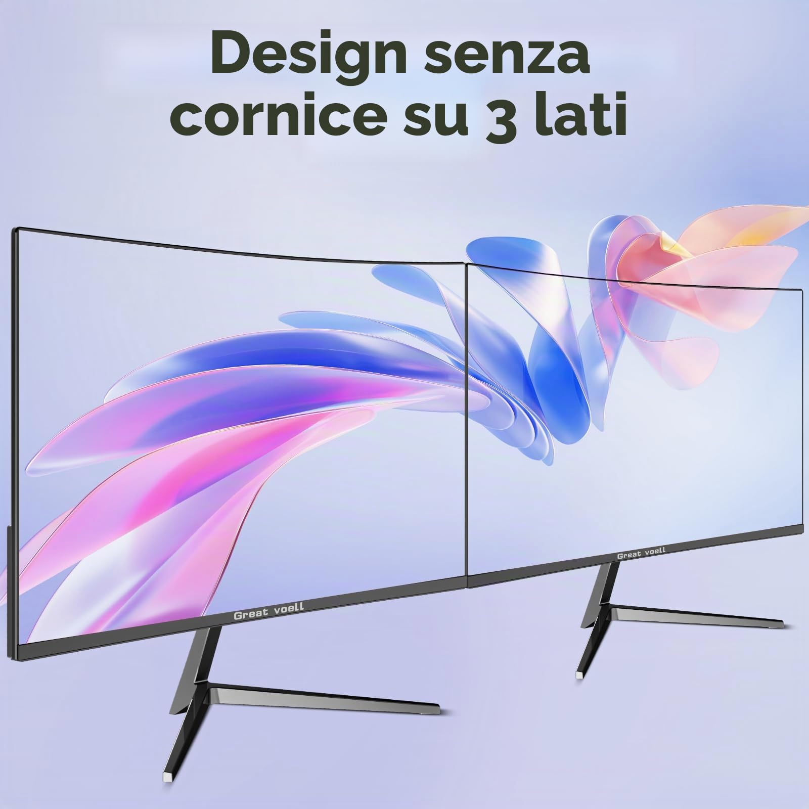 Great voell Monitor da Gaming Curvo 24 Pollici, 3000R, Full HD 1080p, 100 Hz, FreeSync, HDR10, VA, Rapporto di Contrasto 4000:1