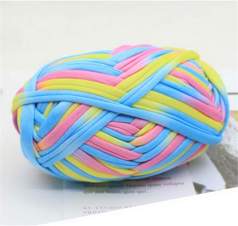 1 PCS Colorful T-Shirt Yarn Knitting Yarn Fabric Crochet Cloth for DIY Knitted Fabric Art (#50 Pink&Yellow)