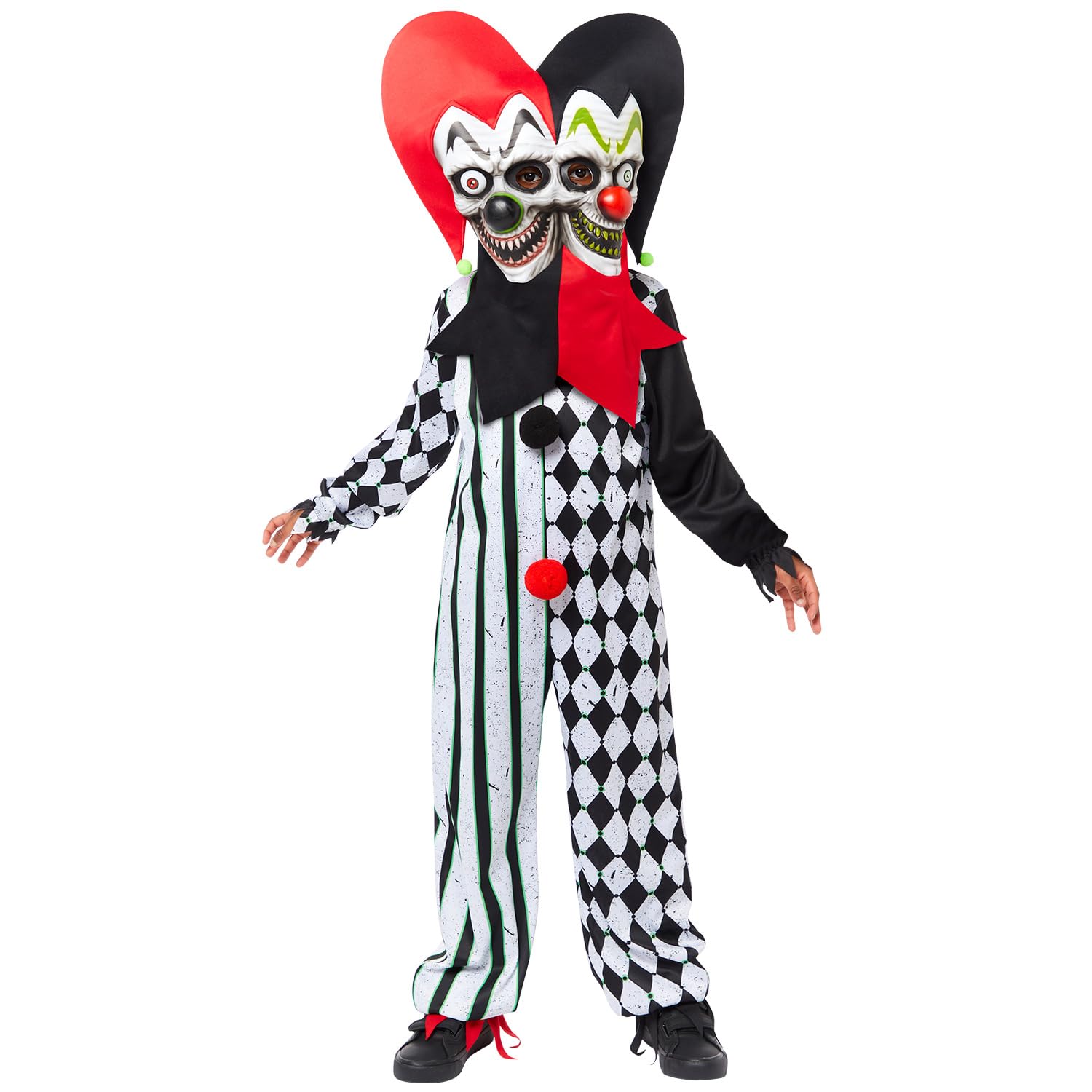 amscan Chłopięcy kostium Halloween dwulicowy błazen klaun fantazyjny strój Uniseks - dzieci Boys Halloween Two Faced Jester Clown Fancy Dress Costume