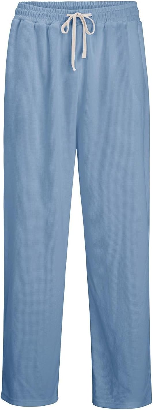 Baggy Sweatpants Men Waffle Drawstring Waist Wide Leg Pants | Sweatpant Big and Tall Barrel Gym Athletic Workout Joggers Plus Size Lightweight Loose Fit Textured Hiking Trousers