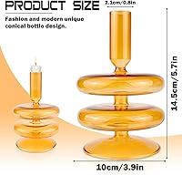 Vista 2 de Portavelas de vidrio transparente, jarrón decorativo para velas de cristal para mesa de comedor, centros de mesa, boda, iglesia (naranja)