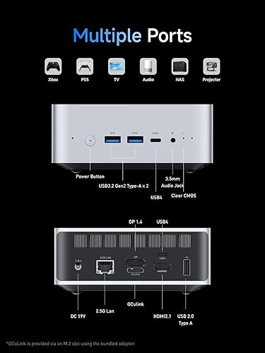 Vista 9 de MINISFORUM M1 Pro-285H AI Mini PC, procesador Intel Core Ultra 9 285H (16C/16T, hasta 5.4GHz), 32GB DDR5-5600GHz de RAM, SSD M.2 PCIe4.0 de 1TB