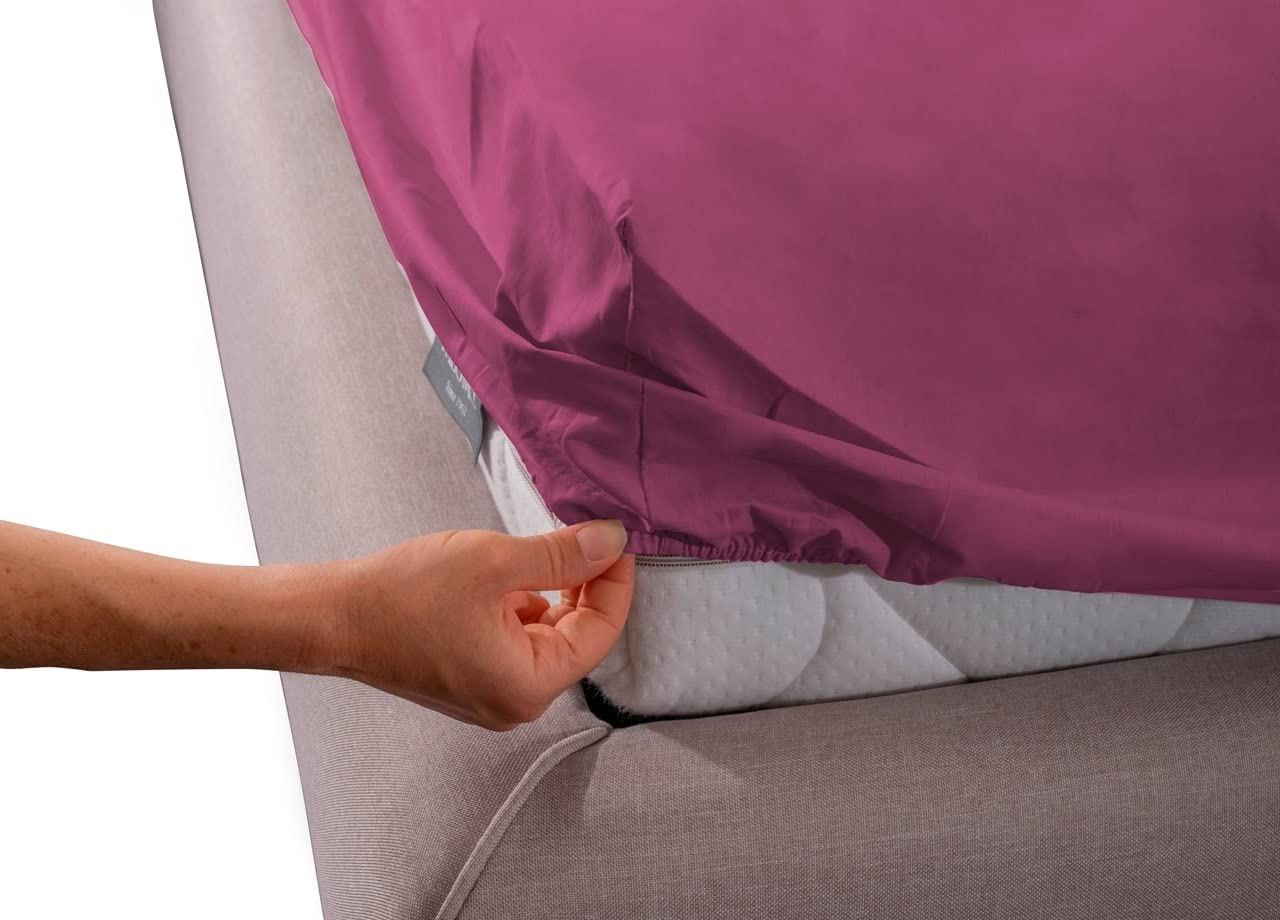 Drap housse élastique fraise 180x200 cm Gipetex pour grand lit