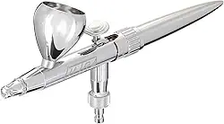 Harder & Steenbeck Airbrush – Ultra 2024 I Conjunto de pintura de aerógrafo de dupla ação alemã com alimentação por gravidade I bocal autocentrante de 0,45 mm I copo de tinta de 5 ml I 120231
