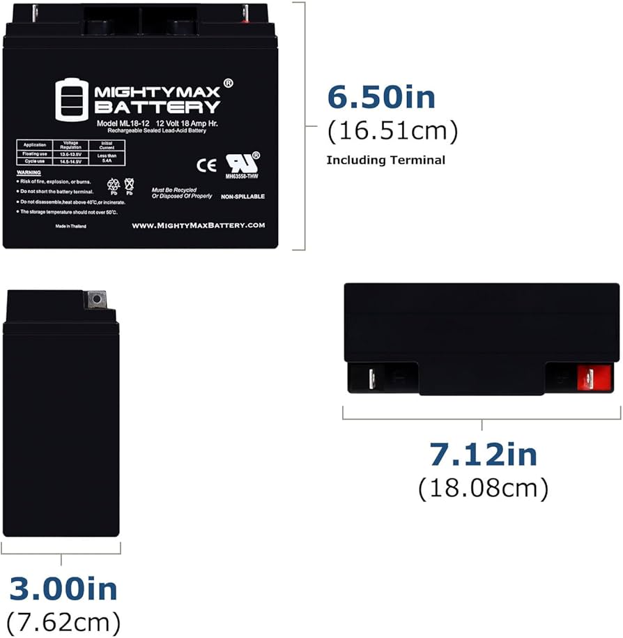 Amazon.com: Mighty Max Battery 12V 18AH Battery for Notifier NFS