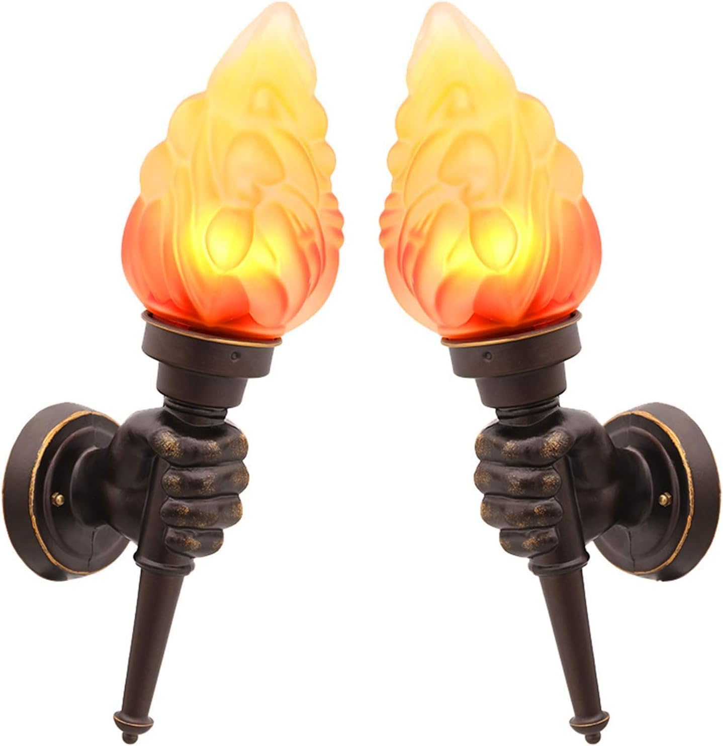 Torch Wall Sconce Lamp Set Of 2 Outdoor Farmhouse Hallway Wall Light Fixture Bronze Vintage Industrial Wall Mounted Antique Mid Century Wall Sconce For Bathroom Porch Bedroom Corridor Entryway