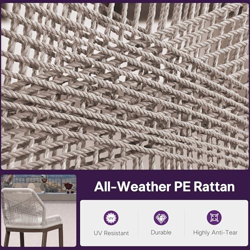 Image of PURPLE LEAF Bar Stools Set of 2 Outdoor Bar Height Metal Stools Modern Wicker Rattan Barstools with Back Aluminum Outside Garden Patio Bar Chairs, Bronze
