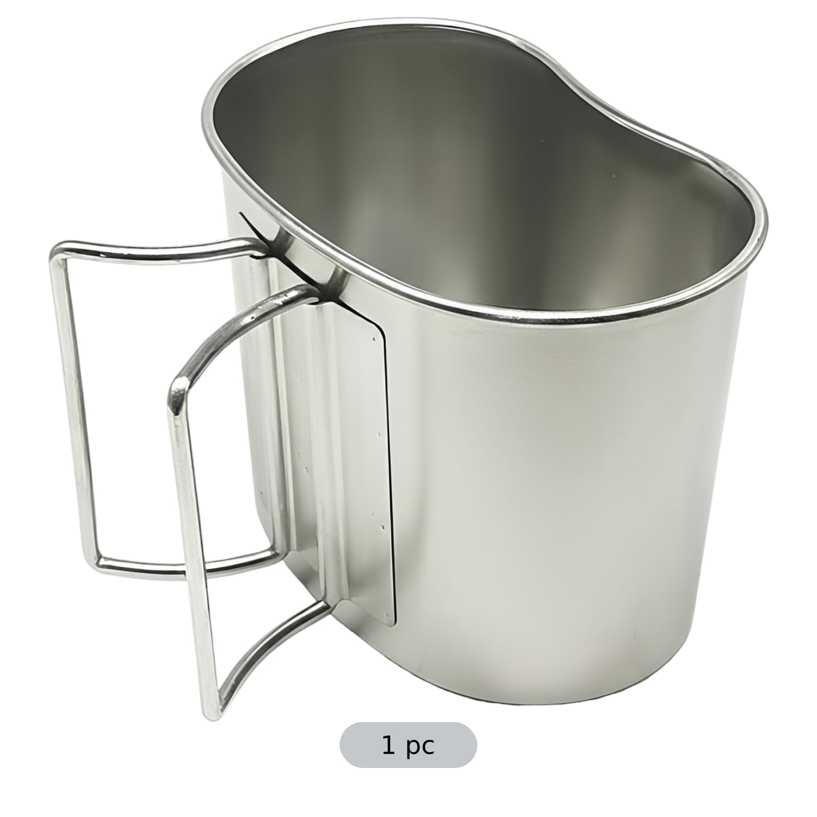 Edelstahl Mess Kit Cup, Canteen im Armee-Stil für Outdoor-Camping, Kochen über offenem Feuer, klappbarer Griff, tragbar und formstabil, ideal für unterwegs, 5,5 x 3,5 x 4,1 in / 14 x 9 x 10,5 cm