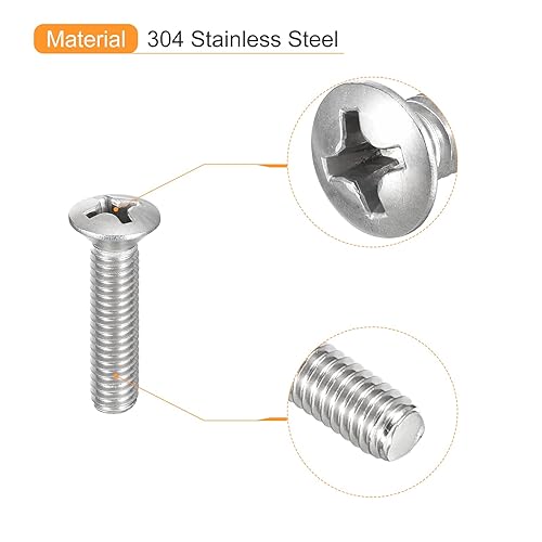 Miniatura 89 de uxcell Tornillos de máquina Phillips de cabeza ovalada de M4x16mm, 100 tornillos de cabeza avellanada ligeramente elevados de acero inoxidable 304
